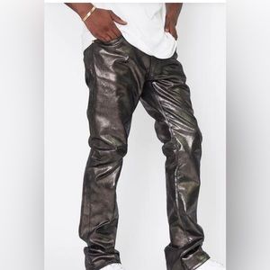 Golden Denim Metallic Flare Jeans W36